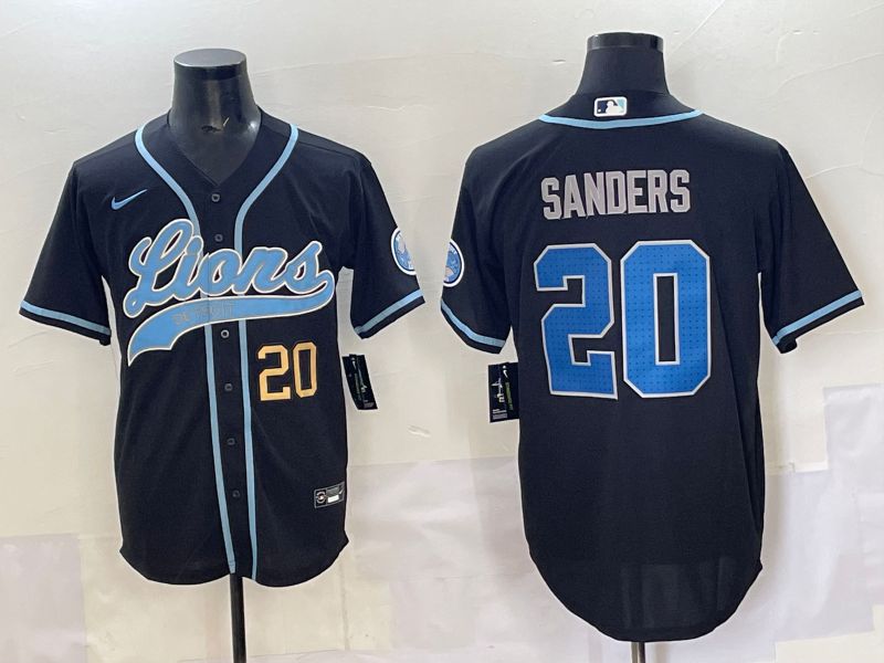 Men 2025 Detroit Lions #20 Sanders Black  joint name 2024 Nike Limited NFL Jersey style 2
